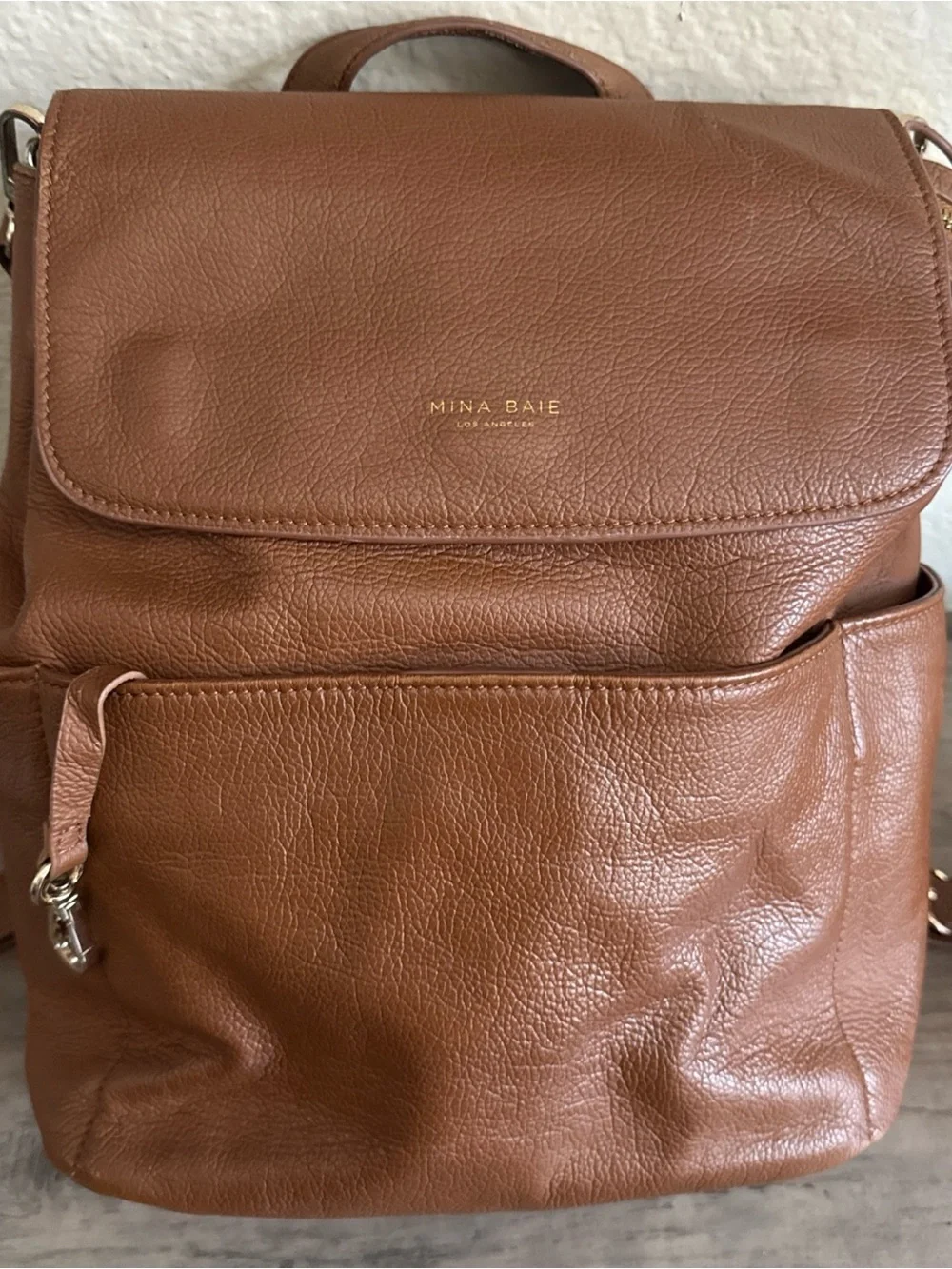 Mina Baie Los Angeles Full Vegan Kinney Sand Backpack Diaper Bag Shoulder Strap